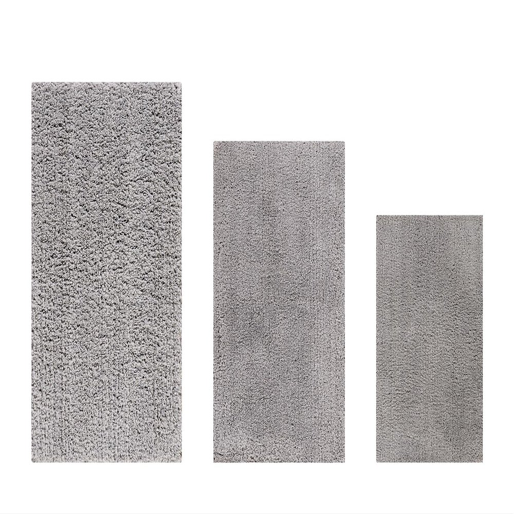 Better Trends Micro Plush Collection Tufted 100% Polyester 3 Piece Set (17" x 24" | 21" x 34" | 24" x 40") Bath Rug Set, Gray
