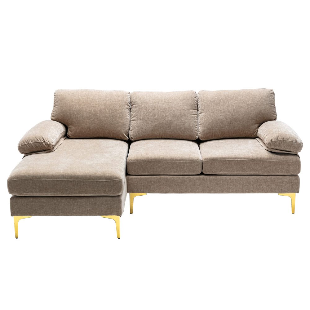 RXRRXY Sofa/Modern L-Shaped Sofa, Living Room Sofa, Modular Sofa, Leisure Sofa, Living Room Bedroom Office Home Theater Gold Leg Sofa (Camel)