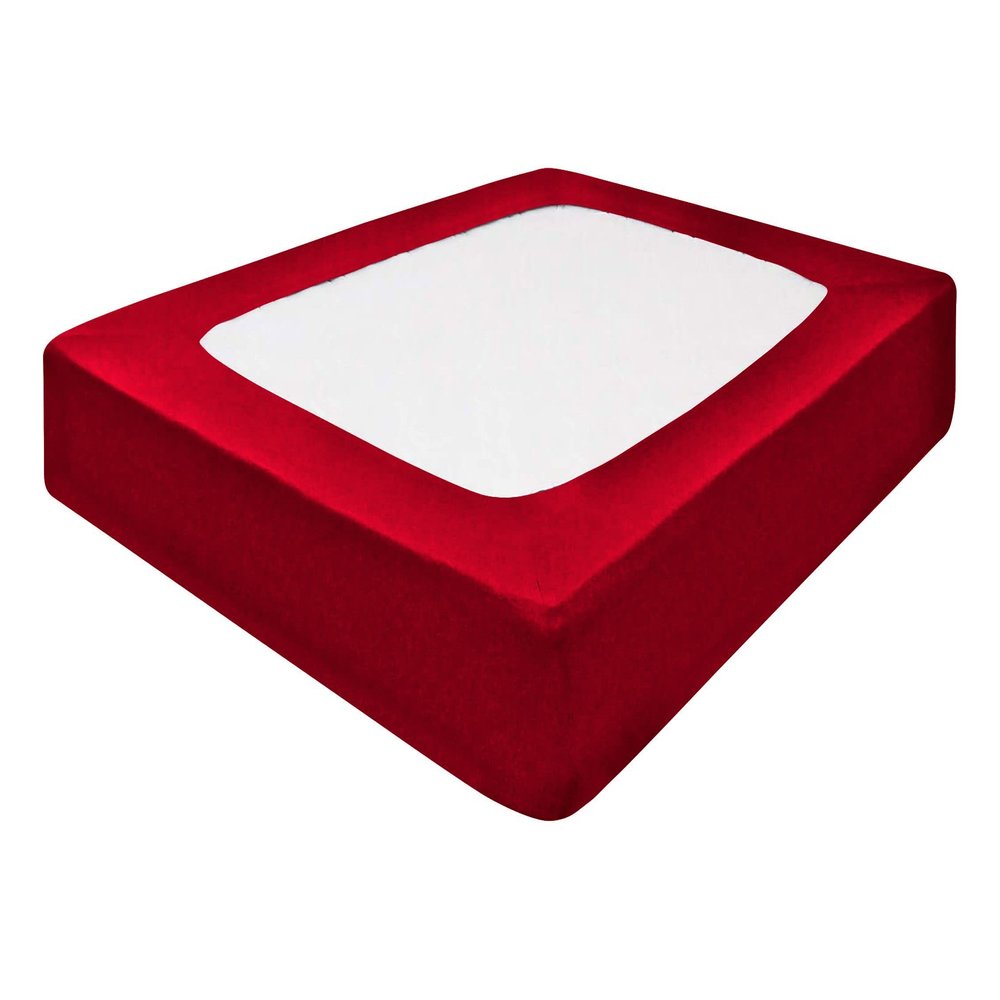 Silver Cotton Mattress Protector Encasement, Box Spring Cover King Size - 100% Egyptian Cotton Wrap Around 4 Sides Bed Skirt Box Springs up to 26 - King, Red