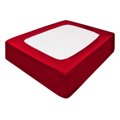 Silver Cotton Mattress Protector Encasement, Box Spring Cover Full Size - 100% Egyptian Cotton Wrap Around 4 Sides Bed Skirt Box Springs up to 26 - Full, Red