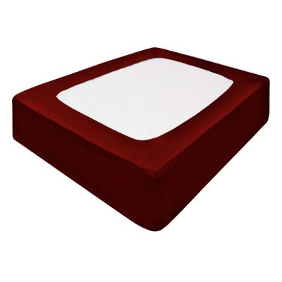 Silver Cotton Mattress Protector Encasement, Box Spring Cover Cal-King Size - 100% Egyptian Cotton Wrap Around 4 Sides Bed Skirt Box Springs up to 24 - Cal-King, Burgundy