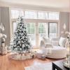 LuxenHome 6ft Flocked Pine Christmas Tree with Pine Cones, X-Shape Metal Stand view 1