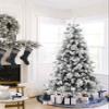 LuxenHome 6ft Flocked Pine Christmas Tree with Pine Cones, X-Shape Metal Stand view 2
