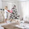LuxenHome 6ft Flocked Pine Christmas Tree with Pine Cones, X-Shape Metal Stand view 3