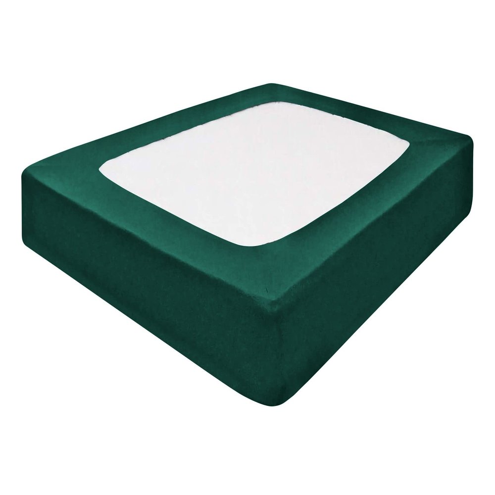 Silver Cotton Mattress Protector Encasement, Box Spring Cover Queen Size - 100% Egyptian Cotton Wrap Around 4 Sides Bed Skirt Box Springs up to 26 - Queen, Teal Green