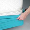 Silver Cotton Mattress Protector Encasement, Box Spring Cover Queen Size - 100% Egyptian Cotton Wrap Around 4 Sides Bed Skirt Box Springs up to 26 - Queen, Turquoise Blue view 4