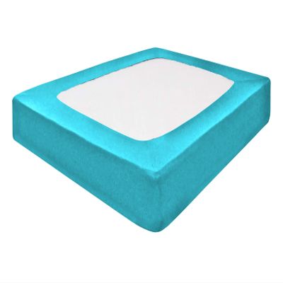 Silver Cotton Mattress Protector Encasement, Box Spring Cover King Size - 100% Egyptian Cotton Wrap Around 4 Sides Bed Skirt Box Springs up to 26 - King, Turquoise Blue