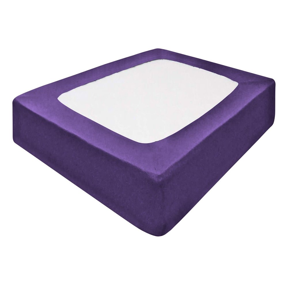 Silver Cotton Mattress Protector Encasement, Box Spring Cover Twin Size - 100% Egyptian Cotton Wrap Around 4 Sides Bed Skirt Box Springs up to 24 - Twin, Purple