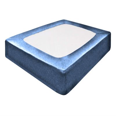 Silver Cotton Mattress Protector Encasement, Box Spring Cover Cal-King Size - 100% Egyptian Cotton Wrap Around 4 Sides Bed Skirt Box Springs up to 26 - Cal-King, Medium Blue
