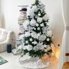 36 Inch White Push Tree Skirt Silver Faux Fur Christmas Tree Skirt Xmas Decorations view 2