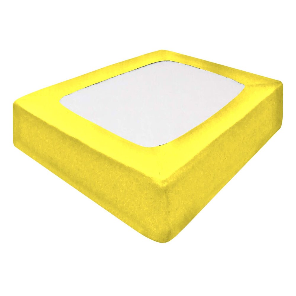 Silver Cotton Mattress Protector Encasement, Box Spring Cover Full Size - 100% Egyptian Cotton Wrap Around 4 Sides Bed Skirt Box Springs up to 26 - Full, Yellow