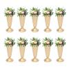 10 Pcs Gold Flowers Vases for Centrepieces, 25cm/9.8" Tall Metal Wedding Table Centerpiece Decoration for Reception, Home Vase Flower Stand for Ceremony Events Anniversary (13.8x25cm, 5.4x9.8in) view 1