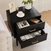 Black Nightstand with 2 Drawers, Modern Night Stand Black, Wooden Night Stands for Bedroom, Bed Side Table, End Table, Gold Handle 26 Inch Tall, Large Size view 3