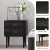 Black Nightstand with 2 Drawers, Modern Night Stand Black, Wooden Night Stands for Bedroom, Bed Side Table, End Table, Gold Handle 26 Inch Tall, Large Size view 4