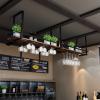 Ceiling Wine Glass Rack With Shelf - Hanging Solid Wood Plant Stand - Wall Mounted Iron Art Wine Bottle Holder, European Style Ceiling Mounted Kitchen Single Level Display Stand ( Size : 140*30*50CM ) view 1