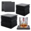 24 Pack Square Slate Drink Coasters, VIBRATITE 4 Inch Black Slate Stone Coasters Bulk Cup Coaster Laser Engraving Blanks with Anti-Scratch Bottom for Drink Coffee Bar Kitchen Home Decor view 1