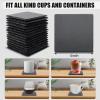 24 Pack Square Slate Drink Coasters, VIBRATITE 4 Inch Black Slate Stone Coasters Bulk Cup Coaster Laser Engraving Blanks with Anti-Scratch Bottom for Drink Coffee Bar Kitchen Home Decor view 2