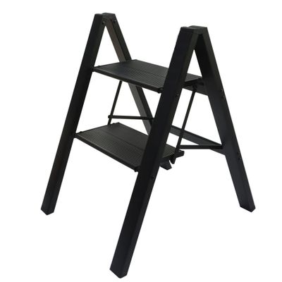 LiGuVCY 2 Step Ladder Folding Ladder Stool, Anti-Slip Folding Step Stool Ladder with Expanded Pedal,for Home and Office Use, Kitchen Step Stool 330lb Capacity, Black