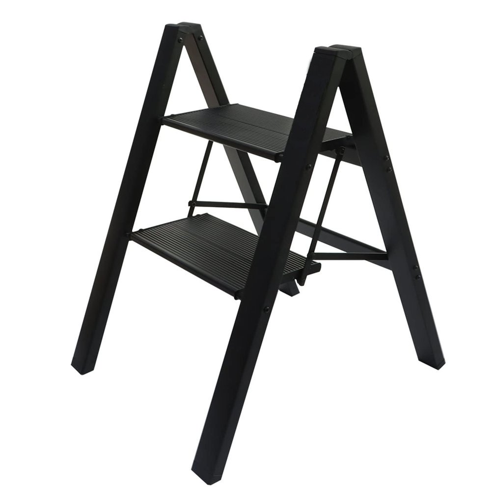 LiGuVCY 2 Step Ladder Folding Ladder Stool, Anti-Slip Folding Step Stool Ladder with Expanded Pedal,for Home and Office Use, Kitchen Step Stool 330lb Capacity, Black