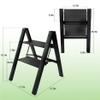 LiGuVCY 2 Step Ladder Folding Ladder Stool, Anti-Slip Folding Step Stool Ladder with Expanded Pedal,for Home and Office Use, Kitchen Step Stool 330lb Capacity, Black view 2