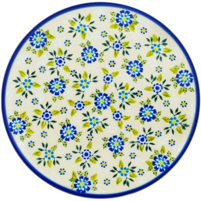 Polmedia Polish Pottery Lunch Plate - Forget-me-not Field Pattern Handmade in Boleslawiec Poland + Certificate of Authenticity