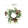 MISNODE 4 Pack Christmas Candle Rings, Artificial Eucalyptus Leaves Wreath Candle Rings with Red Berries, Pillar Candle Holder Berry Candle Garland for Xmas Wedding Home Tabletop Decor (Green A) view 3