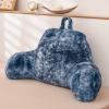 A Nice Night Faux Fur Reading Pillow Bed Wedge Large Adult Children Backrest with Arms Back Support for Sitting Up in Bed/Couch for Bedrest,Tie Dyed Navy view 1