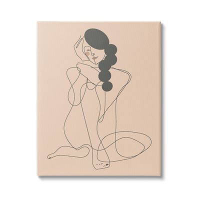 Stupell Industries Abstract Woman Sitting Scribble Drawing Smiling Outline, Design by Kendra Shedenhelm