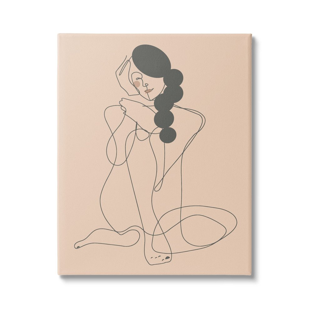 Stupell Industries Abstract Woman Sitting Scribble Drawing Smiling Outline, Design by Kendra Shedenhelm