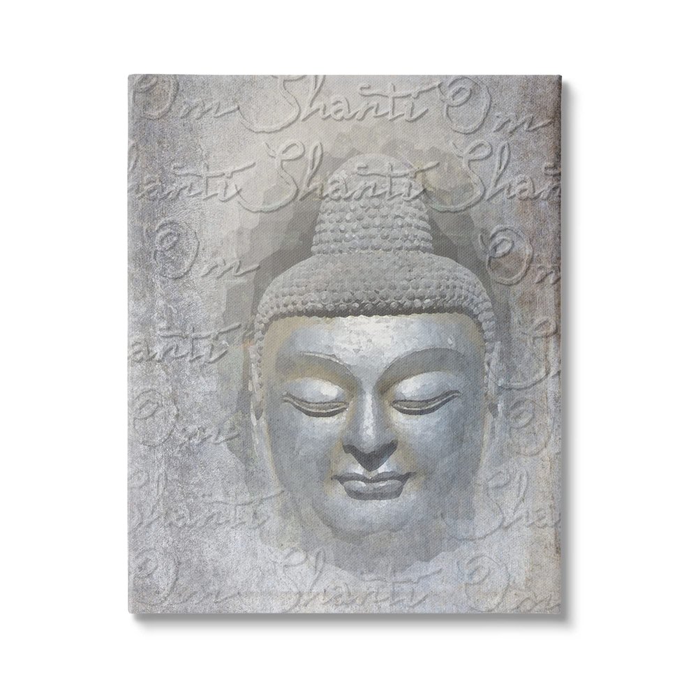 Stupell Industries Layered Buddha Spiritual Words Script Om Shanti Mantra, Design by Graffitee Studios