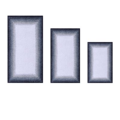Better Trends Torrent Collection 100% Cotton 3 Piece Set (17" x 24" | 24" x 40" | 20" x 60") Bath Rug Set, Gray