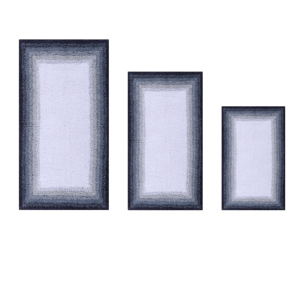 Better Trends Torrent Collection 100% Cotton 3 Piece Set (17" x 24" | 24" x 40" | 20" x 60") Bath Rug Set, Gray