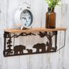 BLACK FOREST DECOR Bear Family Metal Art & Wood Shelf, Polyresin, 20 1/2" W x 4 3/4" D x 7 4/5" H view 1