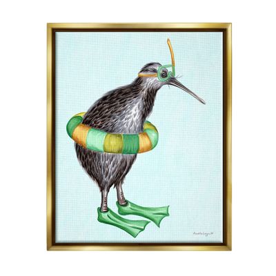 Stupell Industries Kiwi Bird Swimming Tube Flippers Summertime Illustration, Design by Amelie Legault