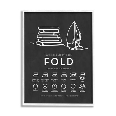 Stupell Industries Laundry Diagram Symbols Chart Ironing Folding Guide, Design by Lettered and Lined, White Framed, 16 x 20