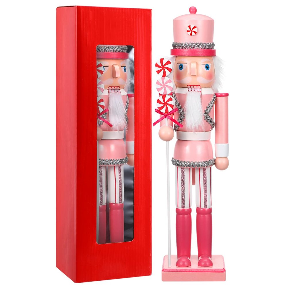 NOLITOY Christmas Nutcracker Soldier Puppet with Nutcracker Soldier Ornament Wooden Nutcracker Figurine for Xmas Decoration(14inch)