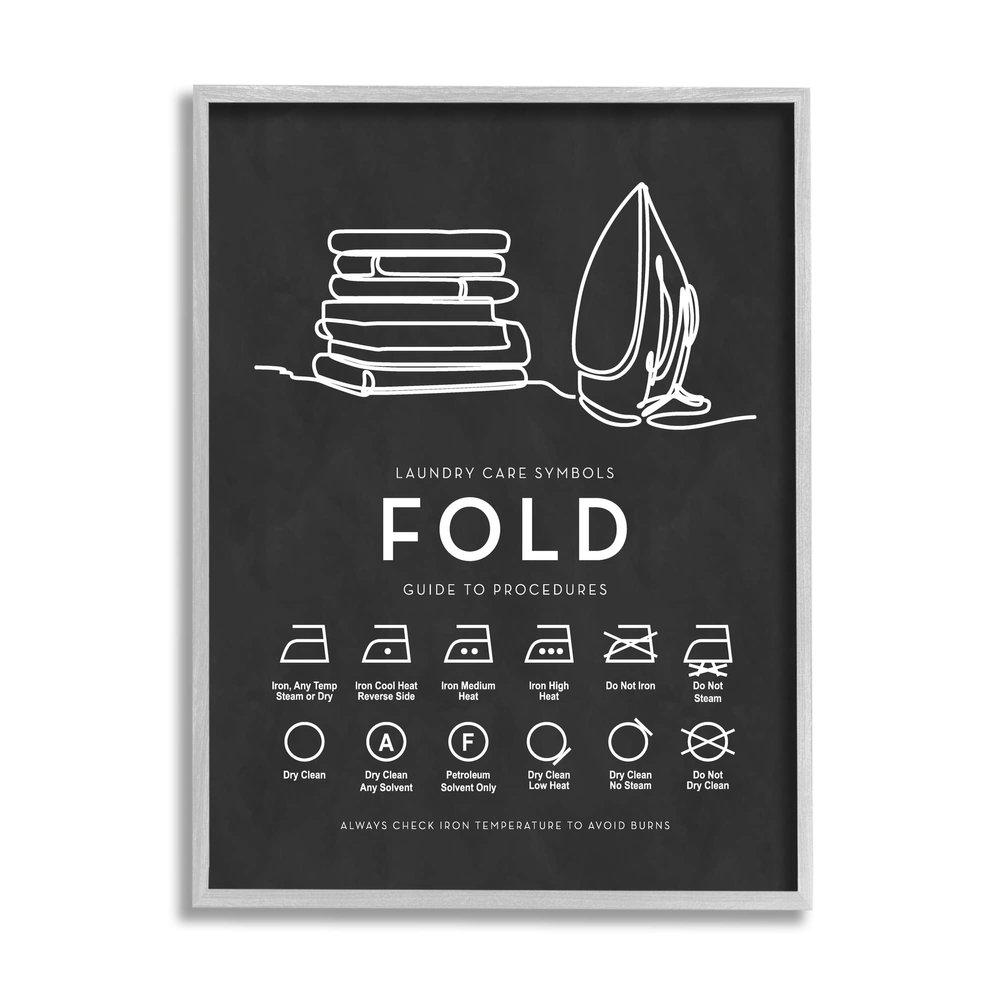 Stupell Industries Laundry Diagram Symbols Chart Ironing Folding Guide, Design by Lettered and Lined