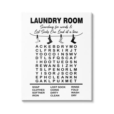 Stupell Industries Laundry Room Word Search Lost Socks Hanging, Design by Lettered and Lined