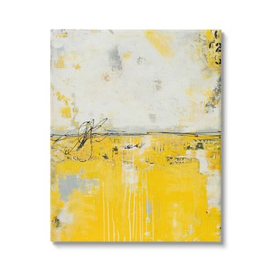 Stupell Industries Yellow Weathered Street Style Modern Scribble Stencil, Design by Erin Ashley