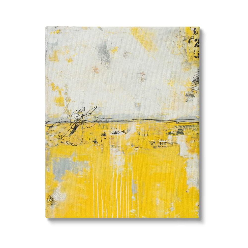 Stupell Industries Yellow Weathered Street Style Modern Scribble Stencil, Design by Erin Ashley