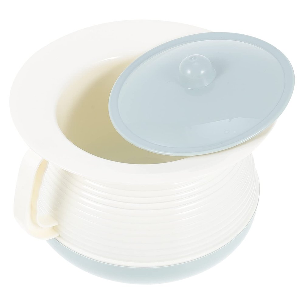 DOITOOL 1set Plastic Urinal Pot with Lid for Adults Boys and Girls and Pregnant Women Convenient Chamber Pot for Home Hospital and Travel Sturdy Spittoon for Bedside Use