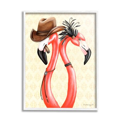 Stupell Industries Vintage Flamingos Cowboy Hat Antique Fashion Outfit, Design by Amelie Legault