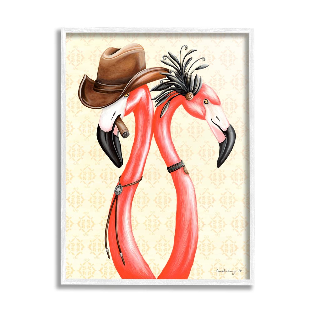 Stupell Industries Vintage Flamingos Cowboy Hat Antique Fashion Outfit, Design by Amelie Legault
