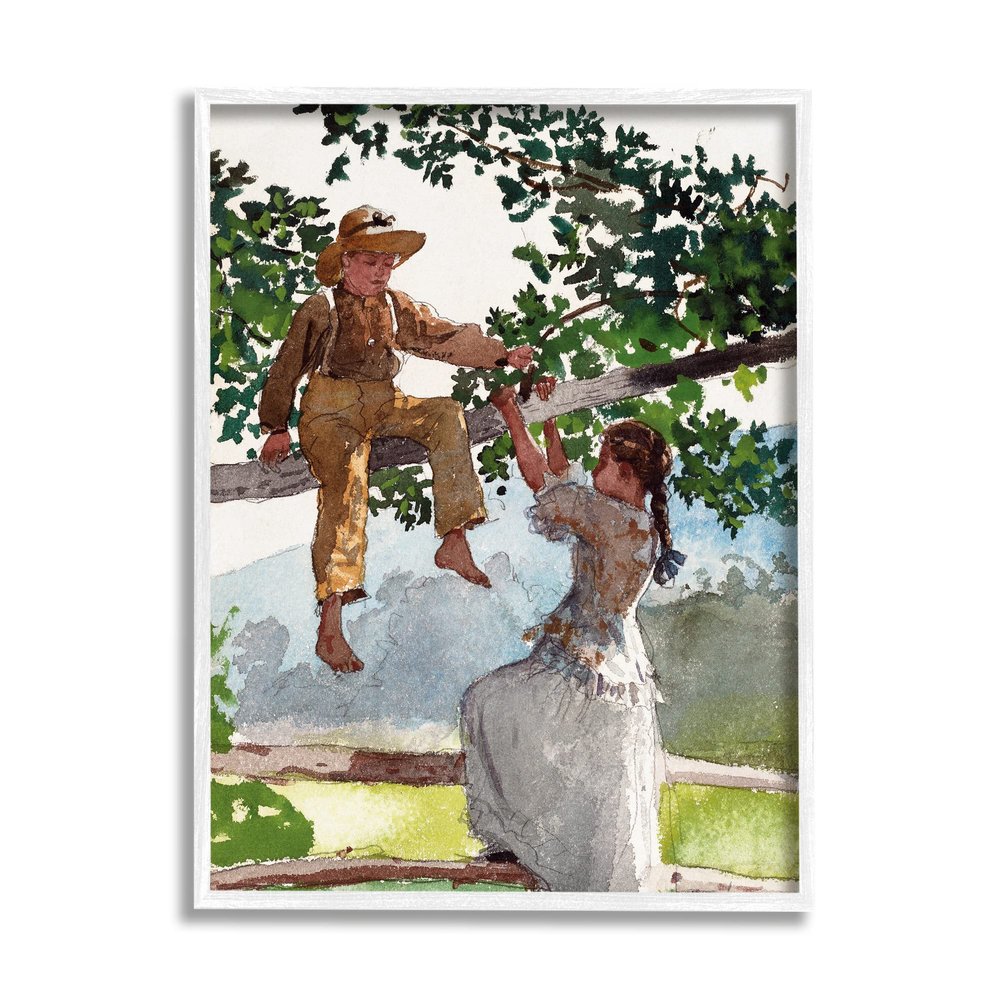 Stupell Industries Children Playing Climbing Tree Traditional Clothing, Design by Lettered and Lined