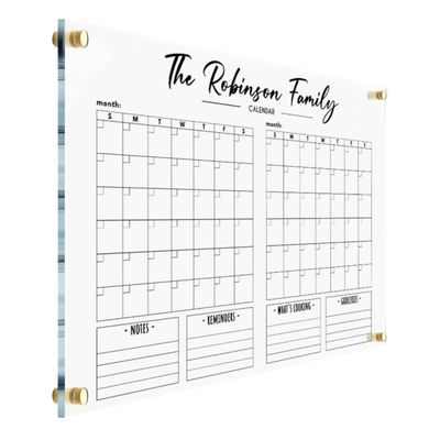 Acrylic Two Month Calendar Double Month Planner for Wall- Personalized Calendar 2026 Last Minute Gift Housewarming Gift (24"x18", Colorful Package)