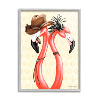Stupell Industries Vintage Flamingos Cowboy Hat Antique Fashion Outfit, Design by Amelie Legault