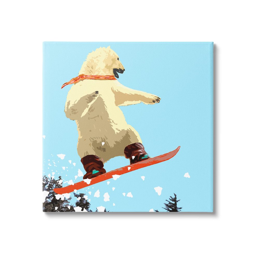 Stupell Industries Polar Bear Snowboarding Catching Air Winter Sports, Design by Noah Bay