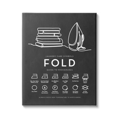 Stupell Industries Laundry Diagram Symbols Chart Ironing Folding Guide, Design by Lettered and Lined