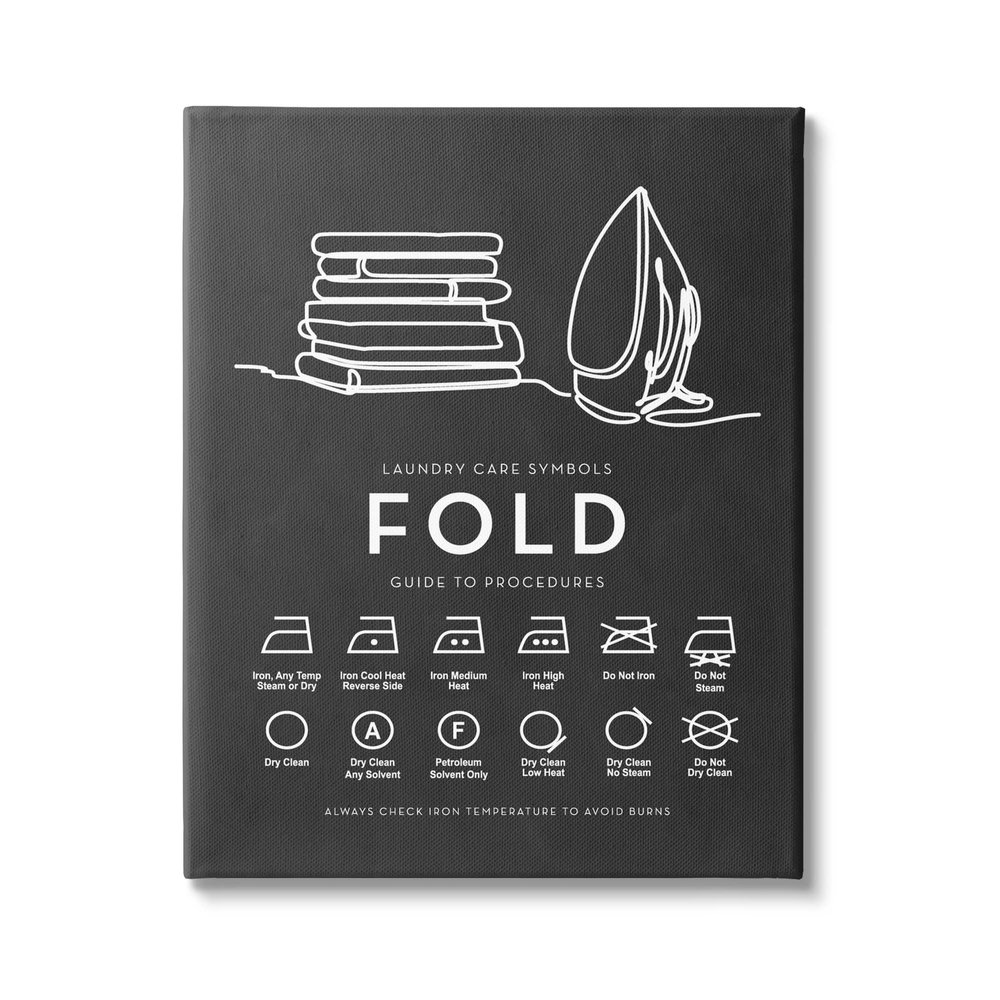 Stupell Industries Laundry Diagram Symbols Chart Ironing Folding Guide, Design by Lettered and Lined