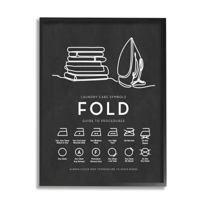 Stupell Industries Laundry Diagram Symbols Chart Ironing Folding Guide, Design by Lettered and Lined, 24 x 30, Black Framed